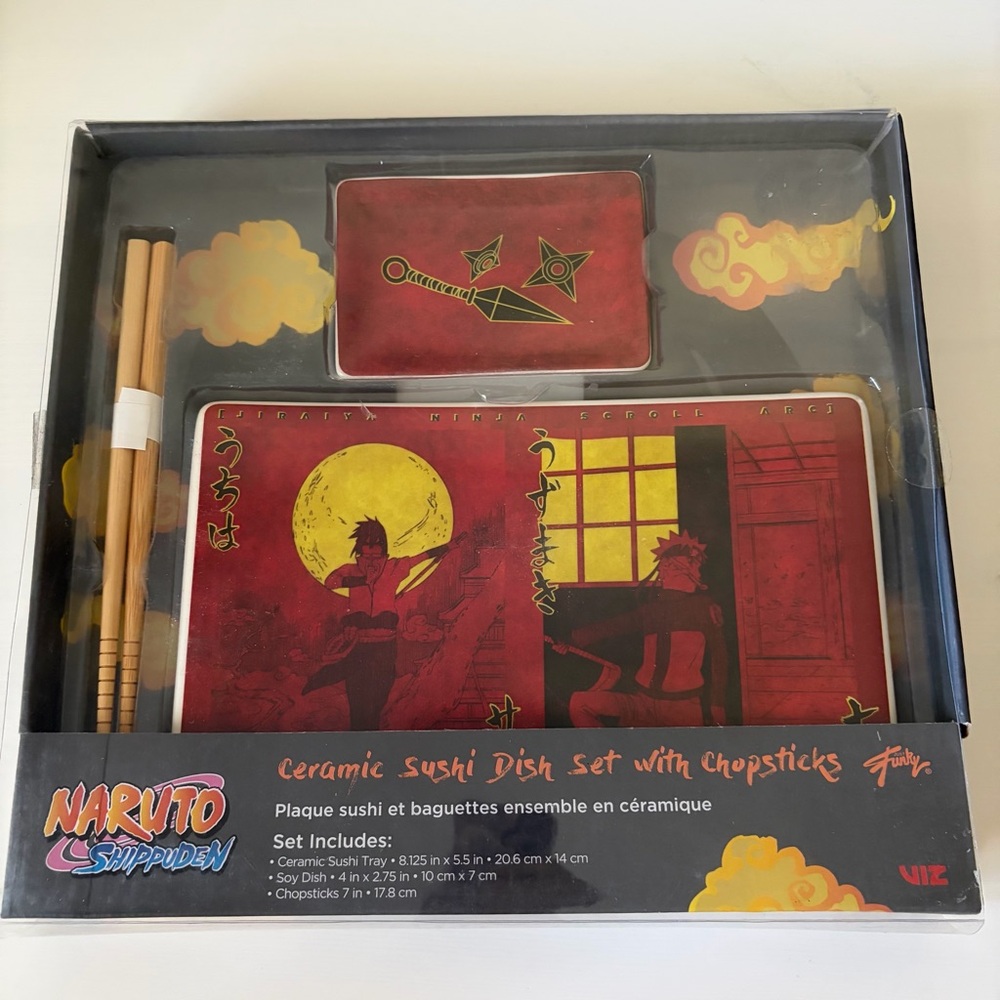 Naruto Shippuden Ceramic Sushi Dish Set with Chopsticks